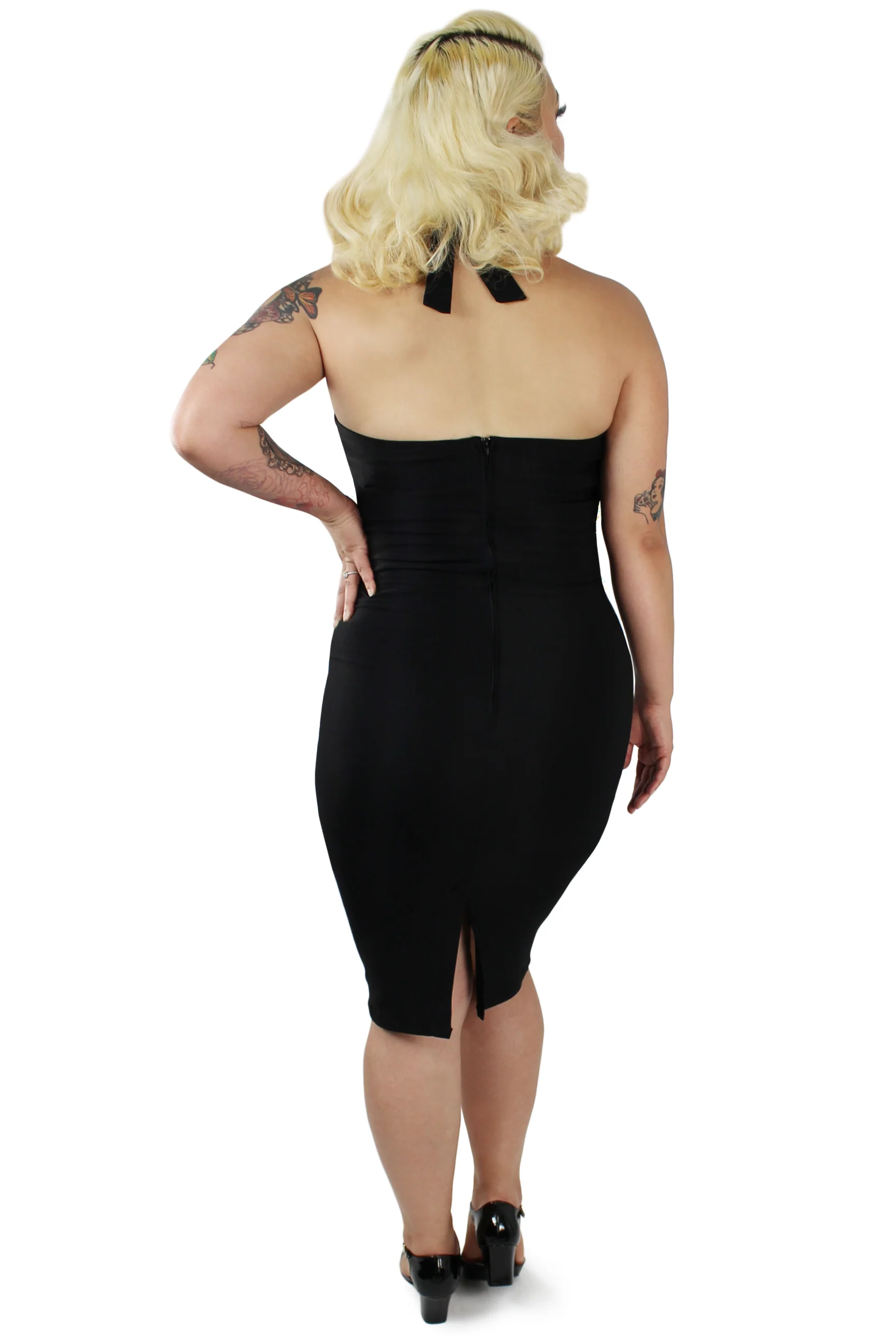 Black Criss Cross Fitted Dress - Image 4