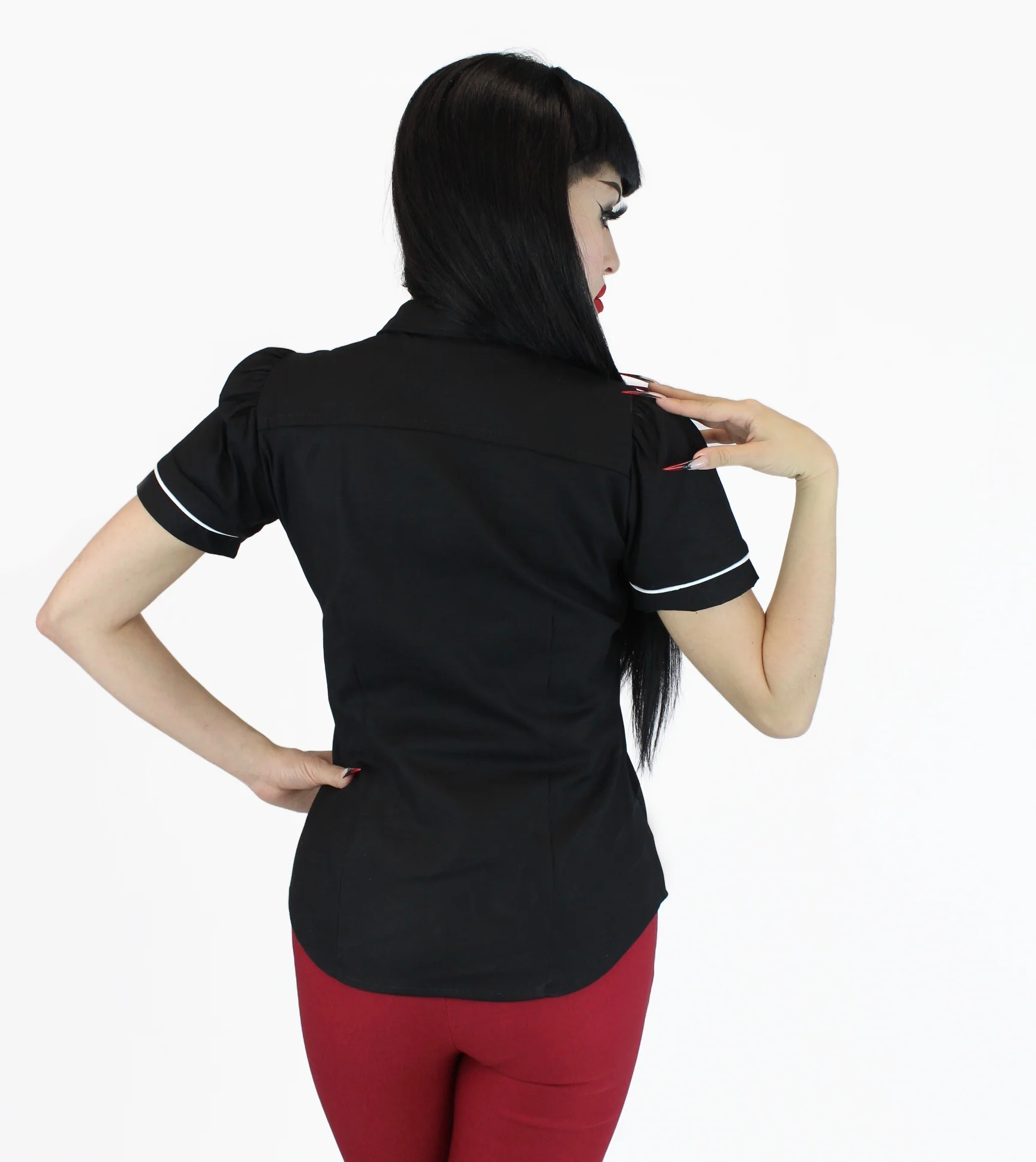 Black and White Spiderwebs Rockabilly Western Top - Image 3