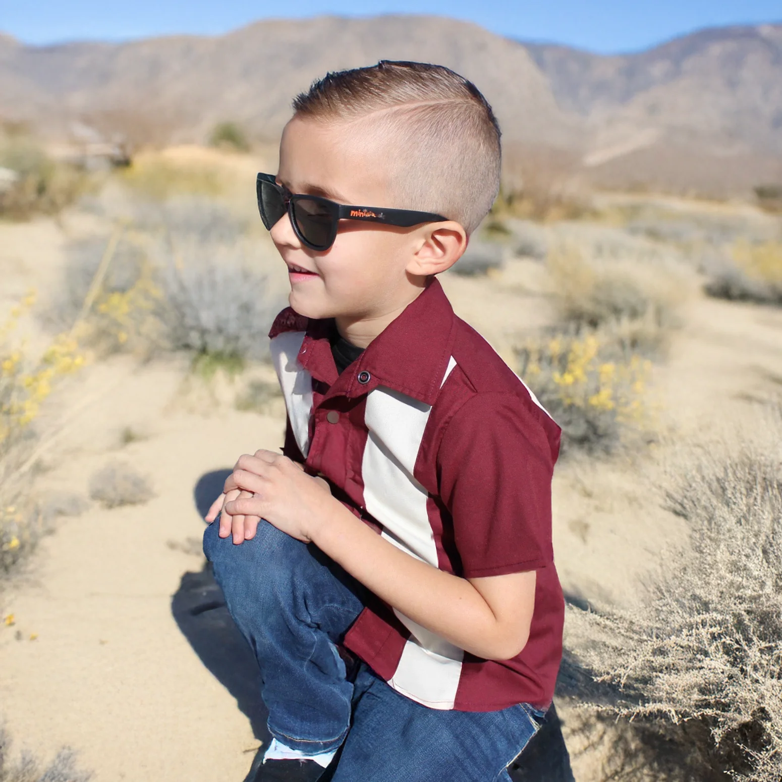 Boy's Bowler Vintage Inspired 1950s Burgundy Retro Top - Image 3