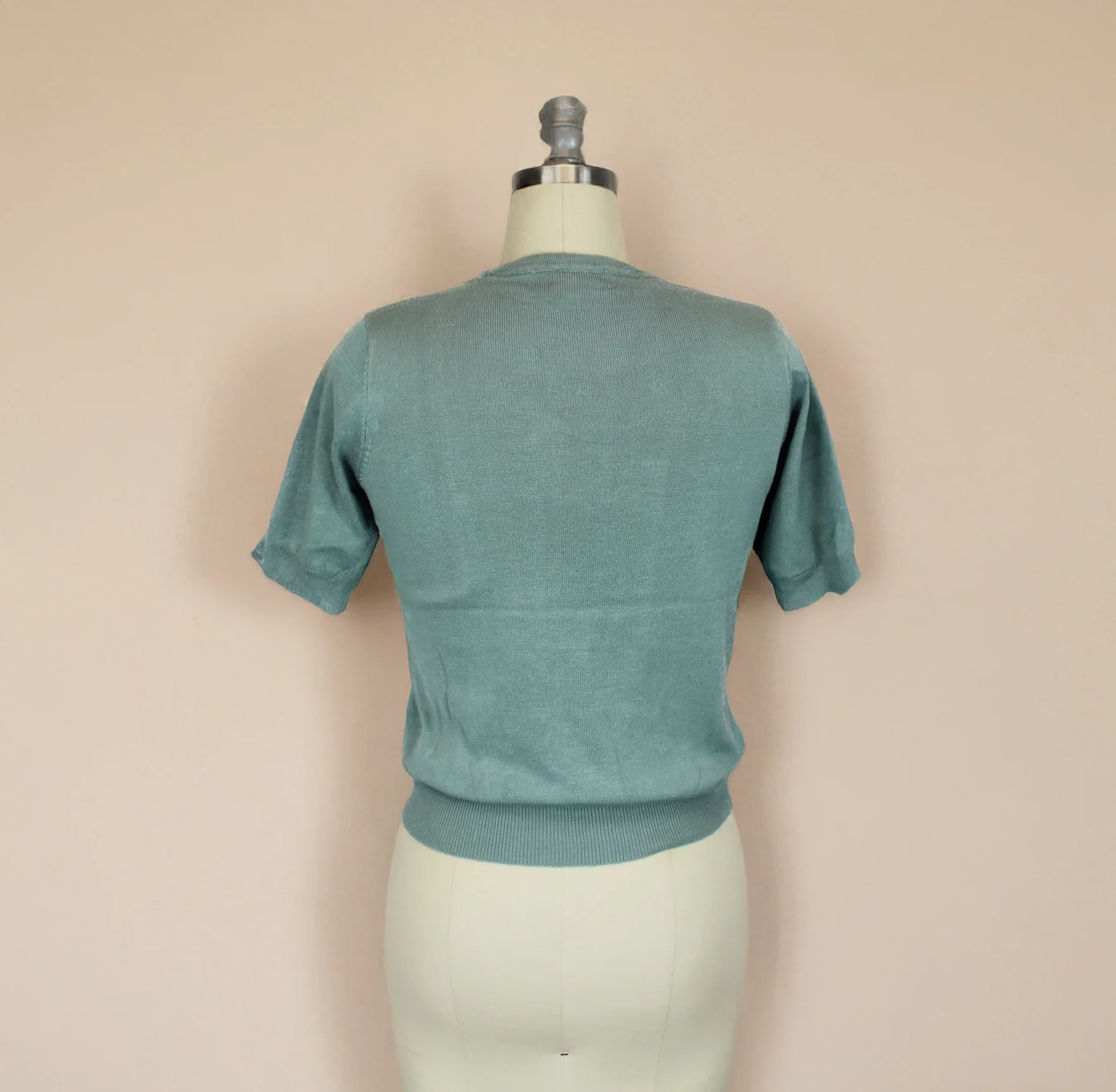 Pastel Sage Spiderweb Knit Blouse | Retro Witchy Top - Image 3