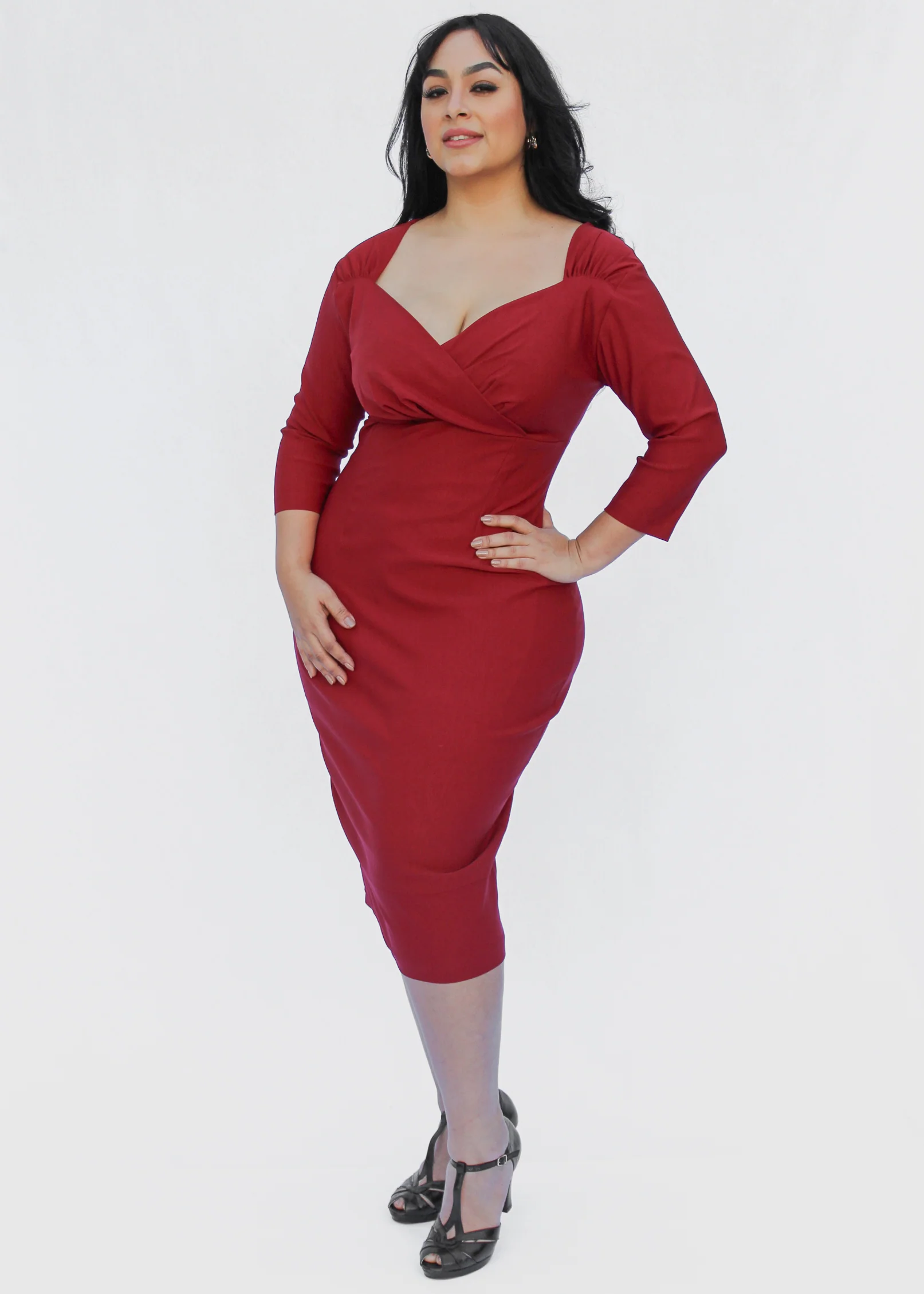 Fitted Burgundy Bodycon Dress - Image 4