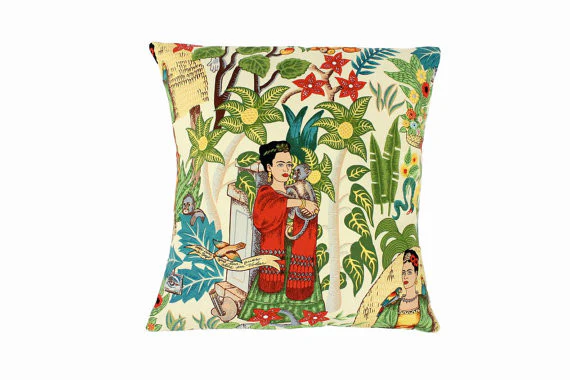 Frida In the Jungle Beige Pillow Cover - Upholstery Oxford Fabric - Image 3