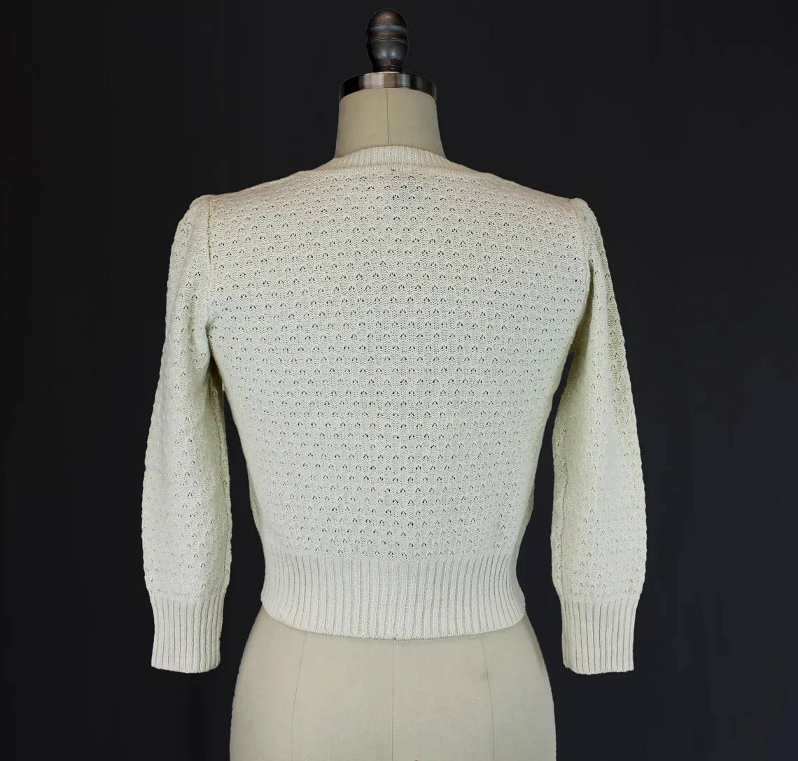 Ivory Embroidered Bat Sweater Cardigan-Button Up Sweater - Image 4