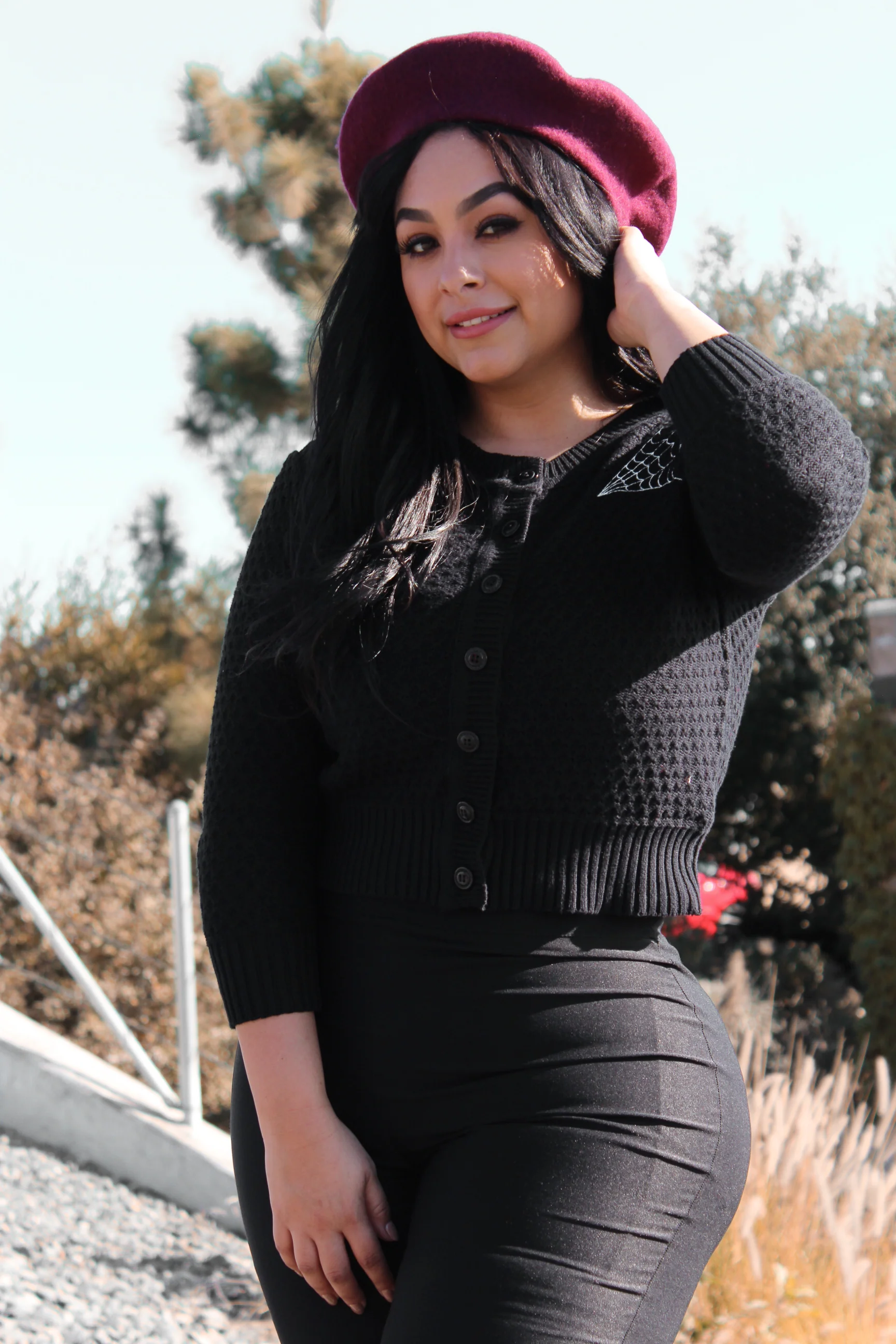Long Sleeve Black Double Spiderweb Cardigan Sweater - Image 8