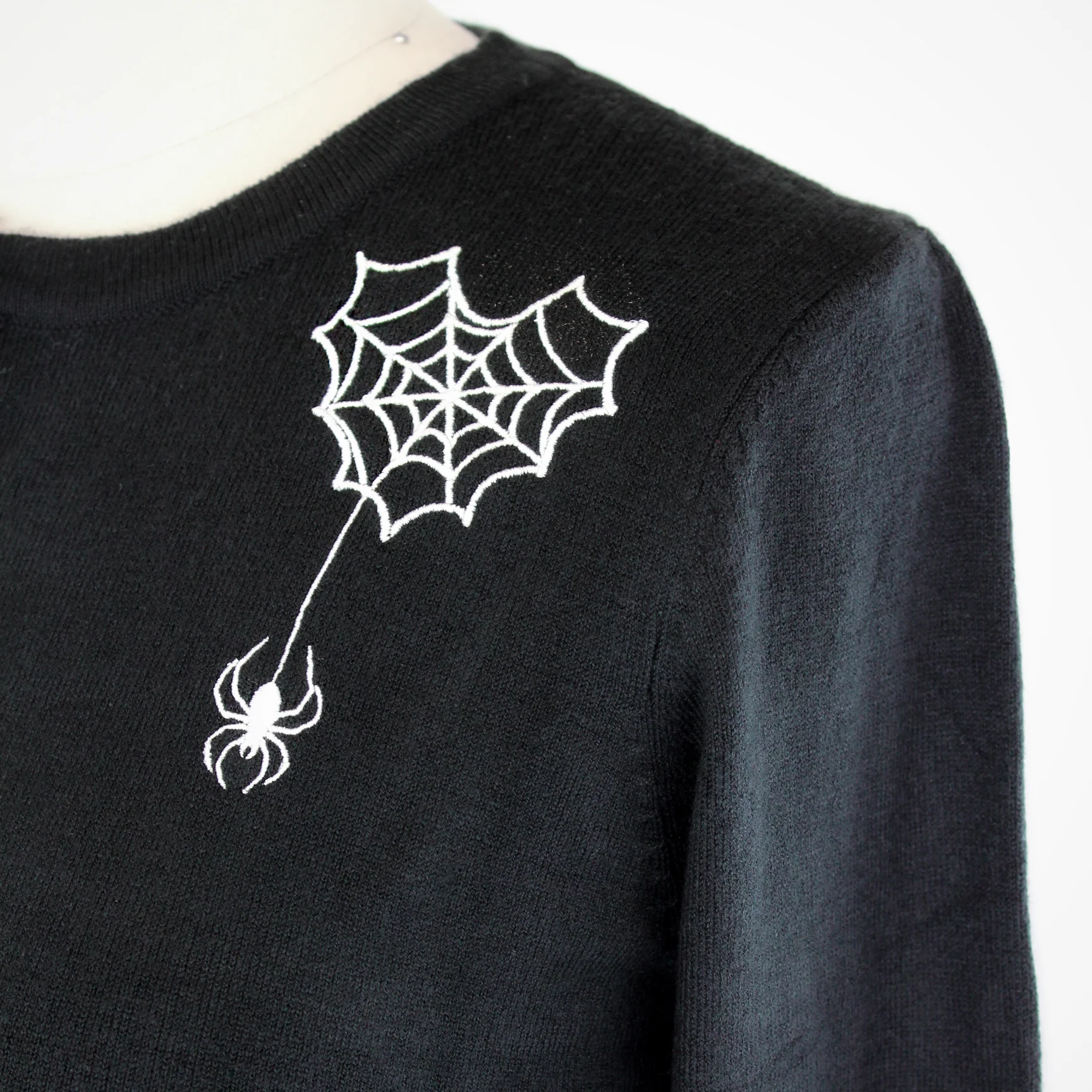Long Sleeve Black Spiderweb Cardigan Sweater - Image 4