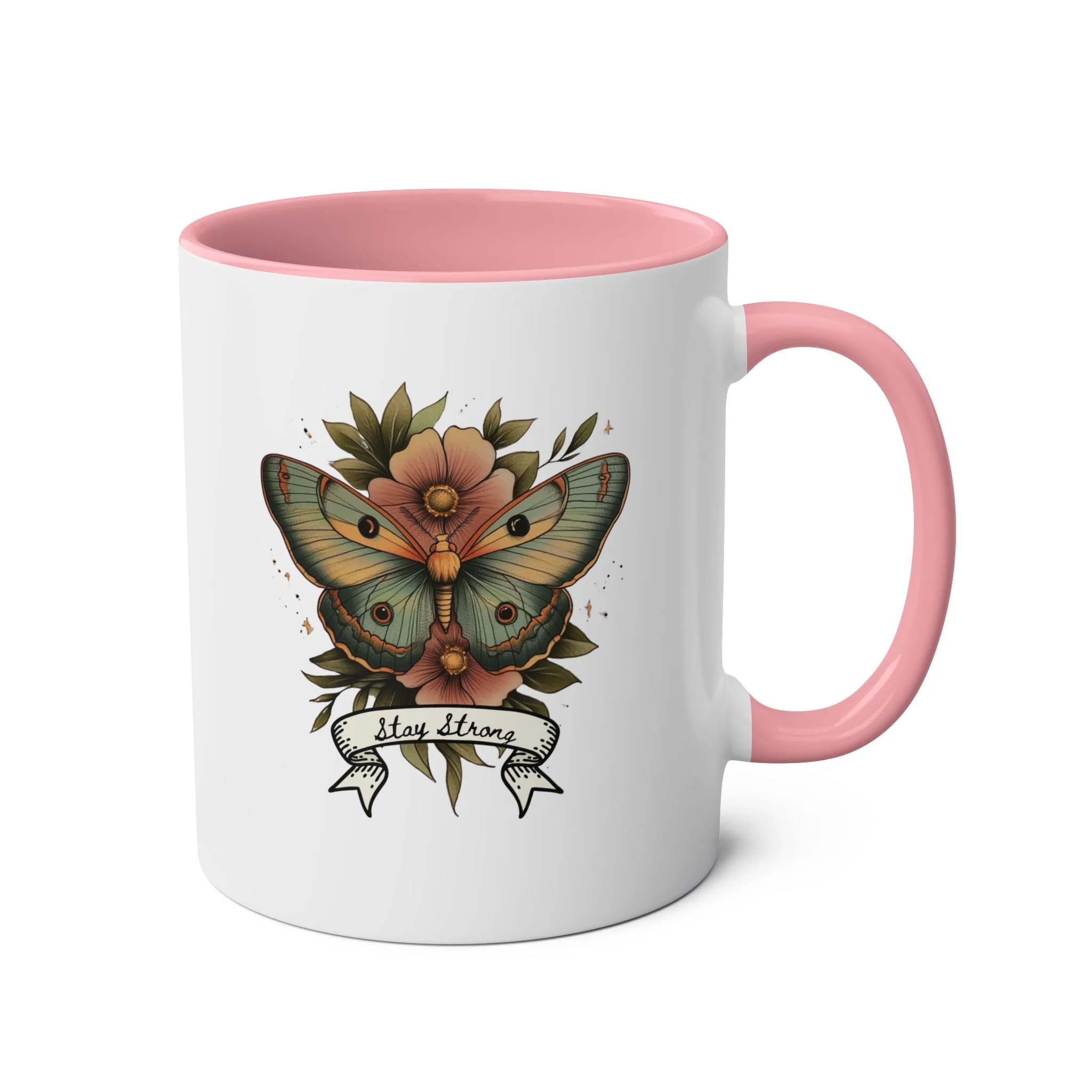Mug - Pastel Tattoo Moth 'Stay Strong' Coffee Mug, 11oz - Image 2