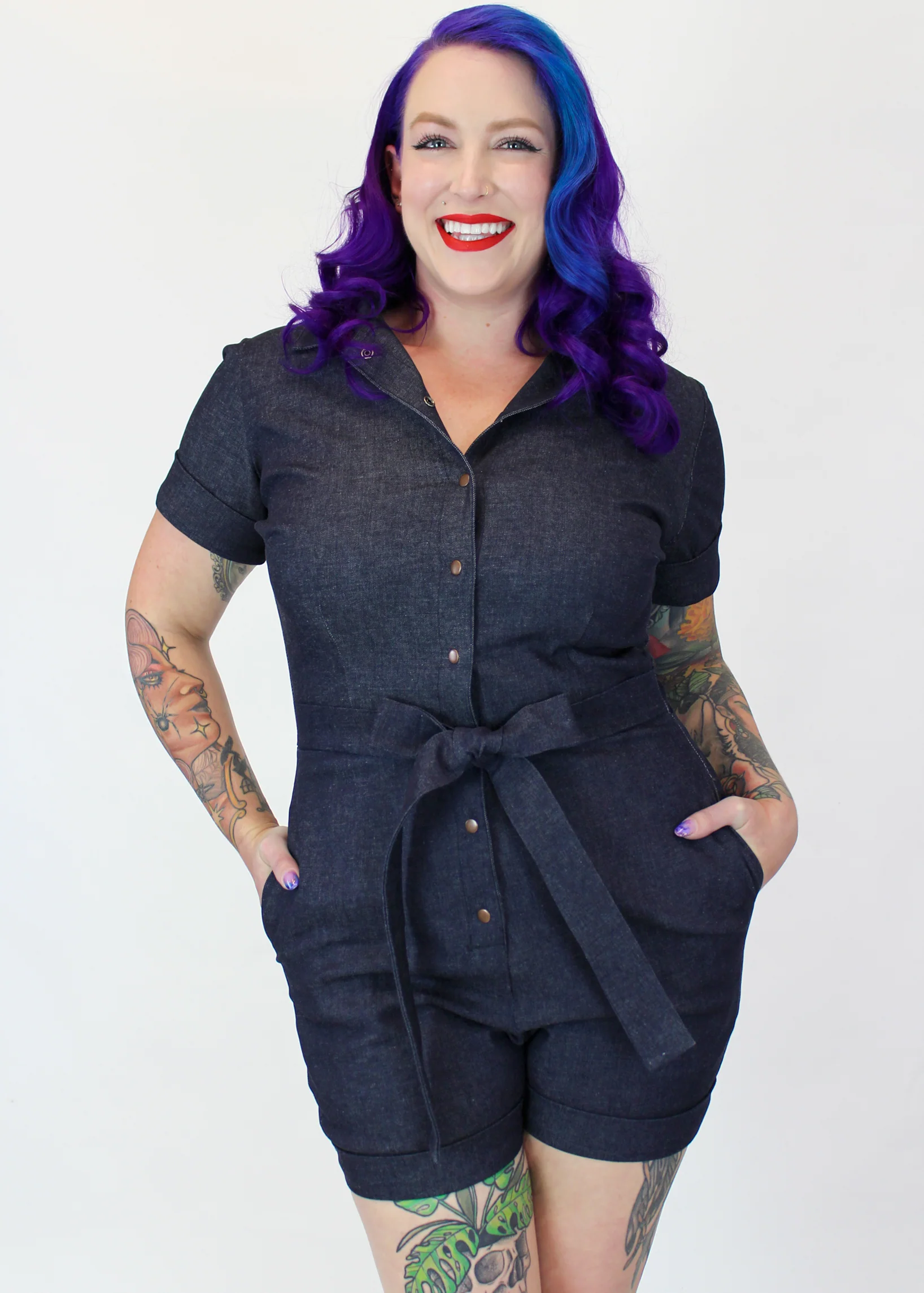 One Piece Denim Romper - Image 2