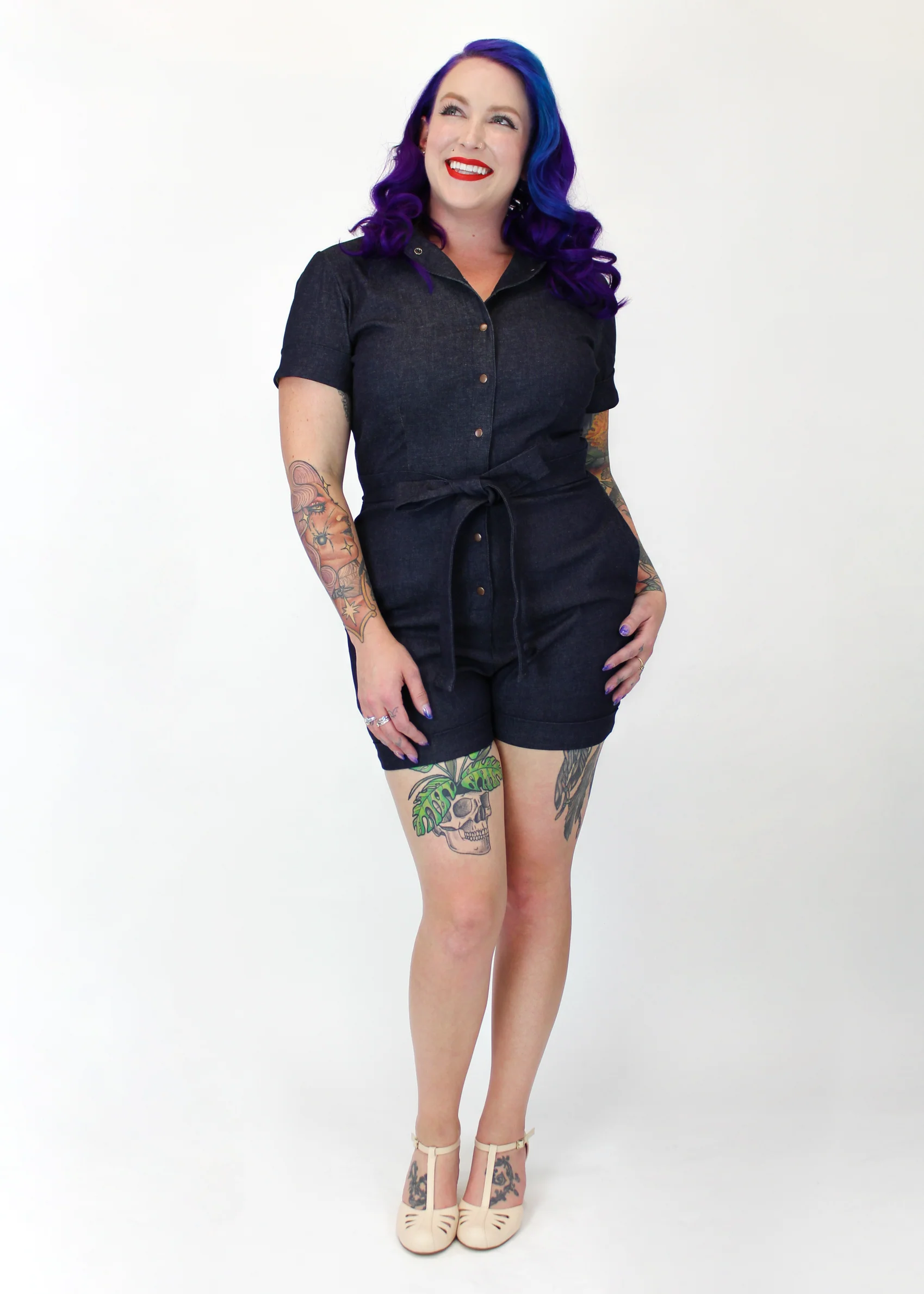 One Piece Denim Romper - Image 3