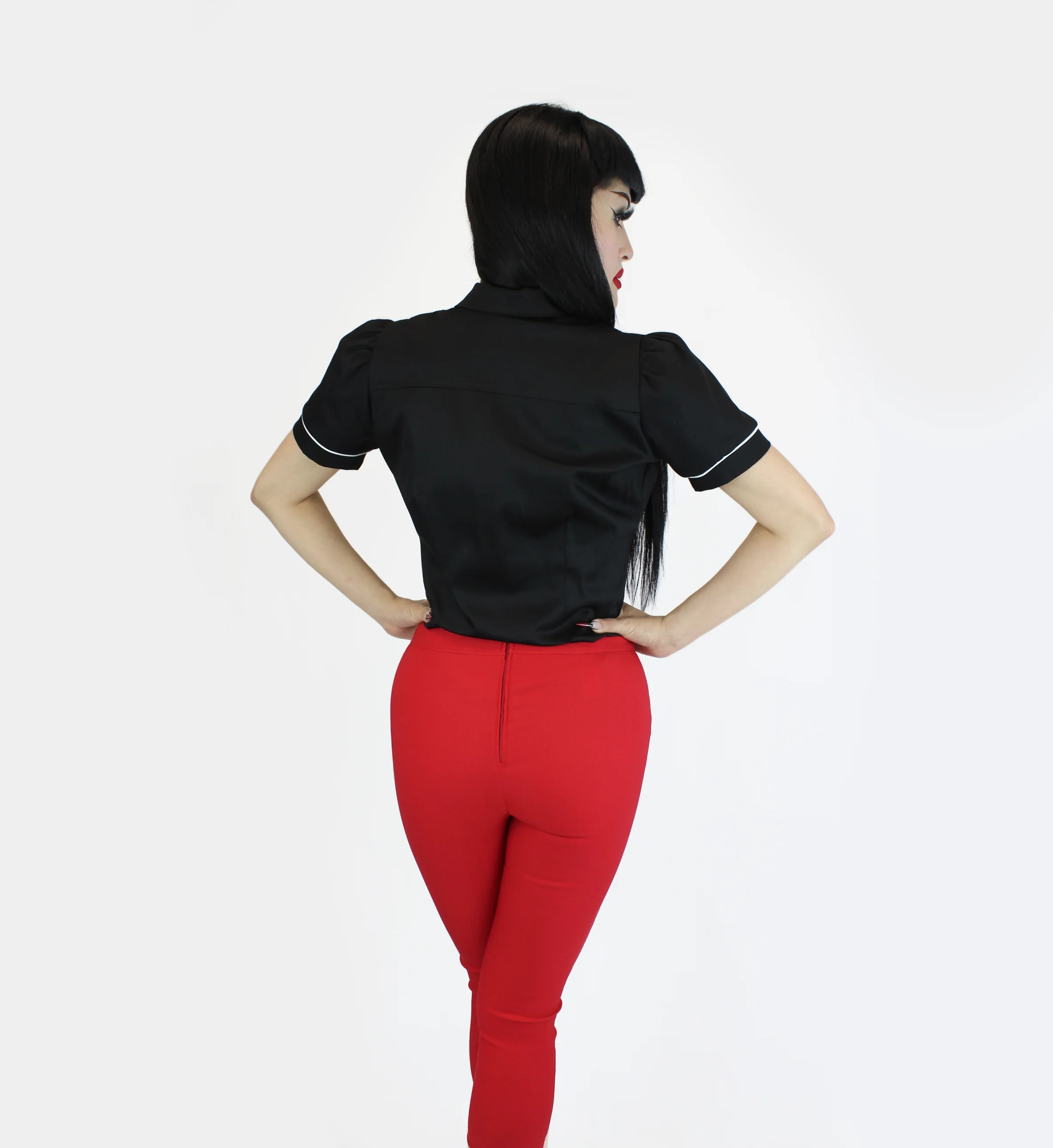 Black White Rose Rockabilly Western Top - Image 3