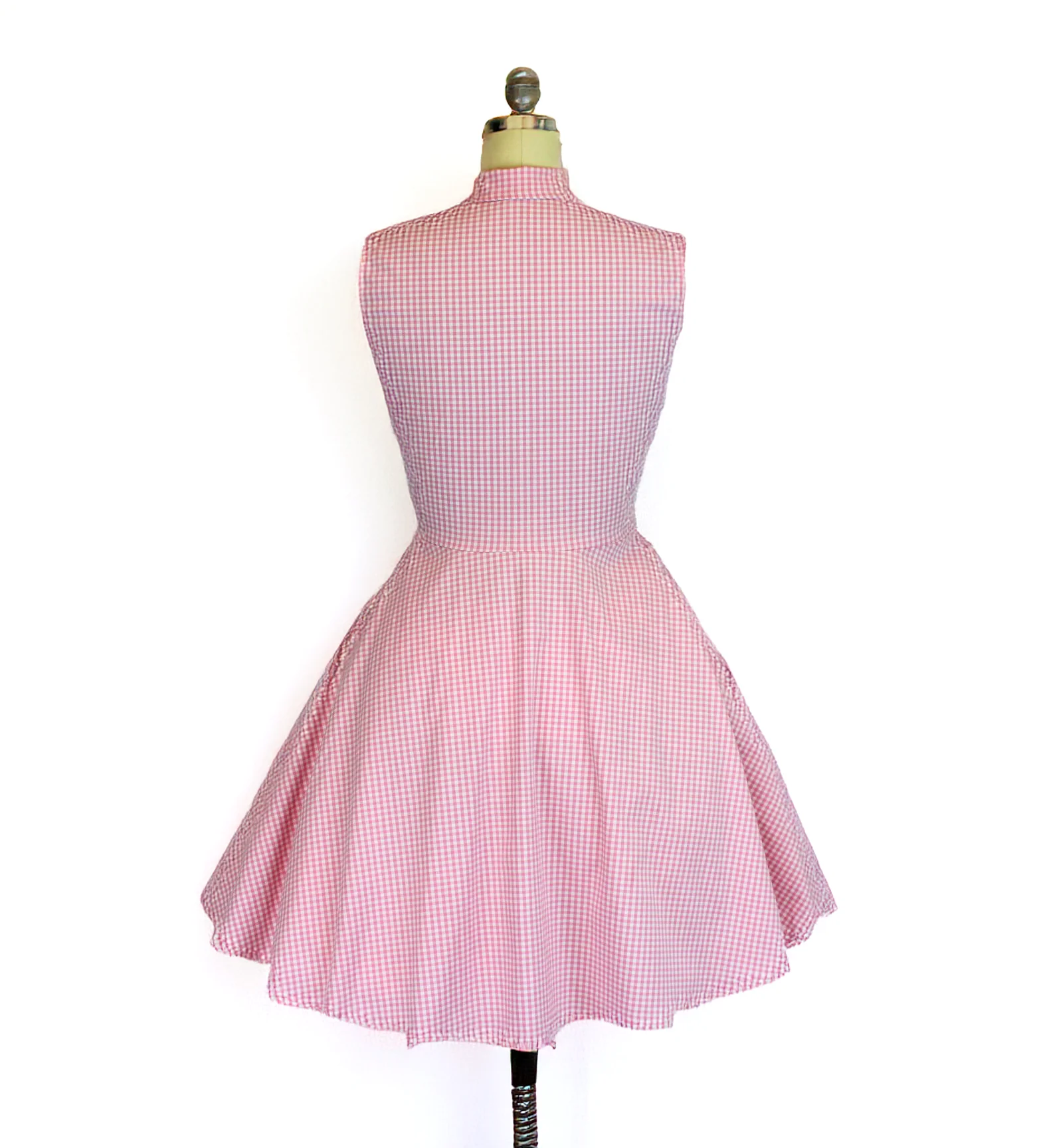 Pink Gingham Sleeveless | Western Rockabilly Dress - Image 5