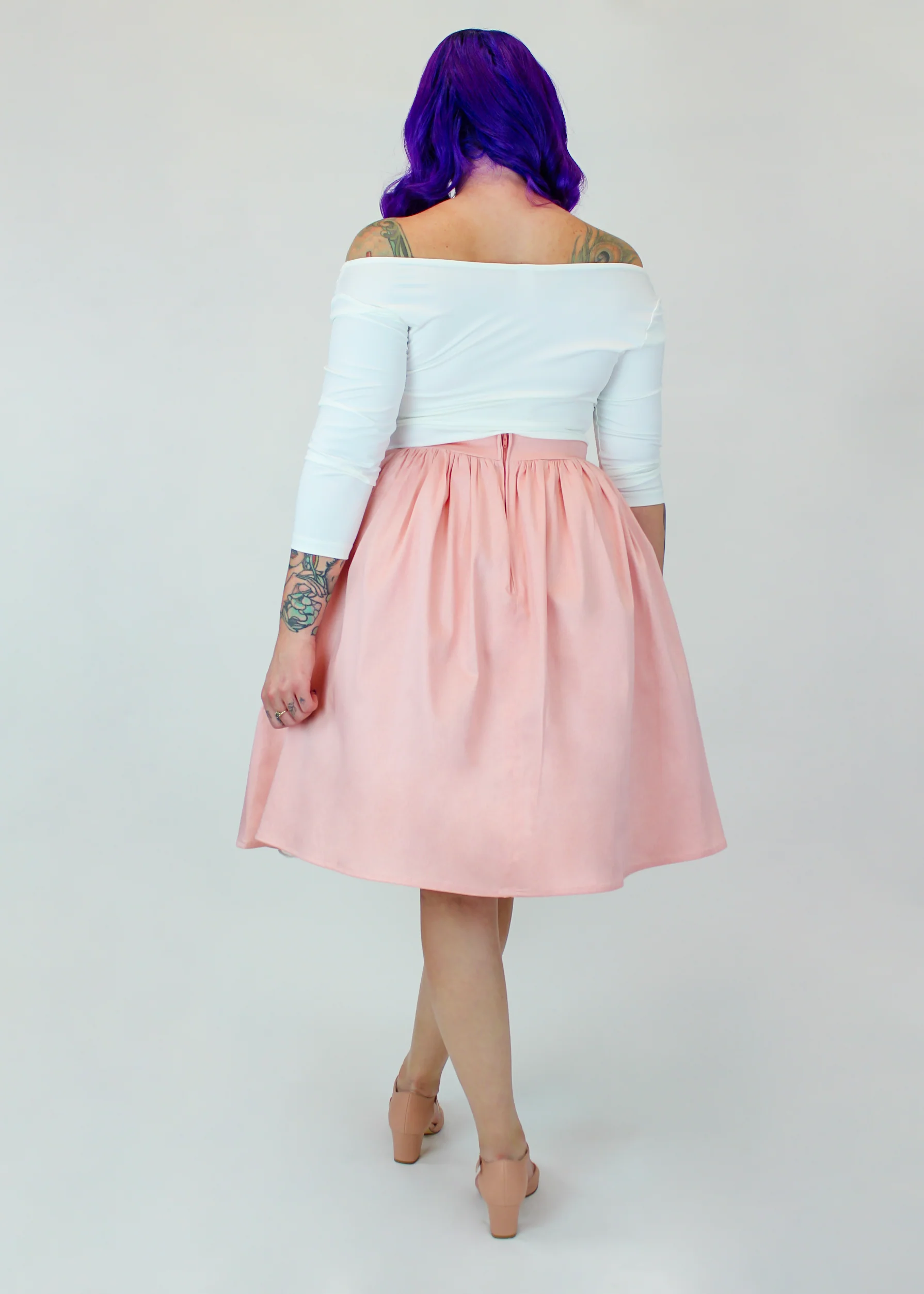 Salmon Pink Pleated Circle Skirt - Image 3