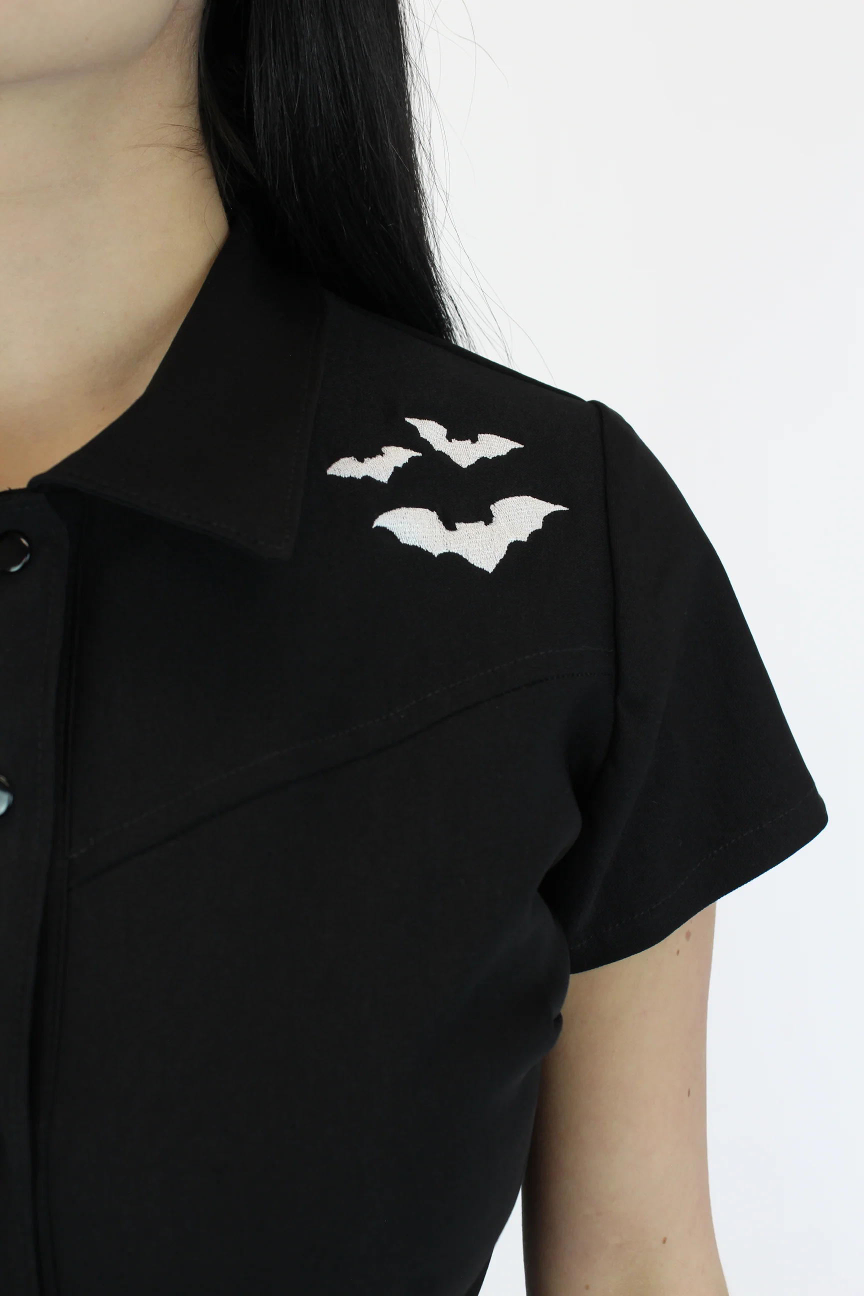 Bat Stretchy Black Romper With Belt - Image 3