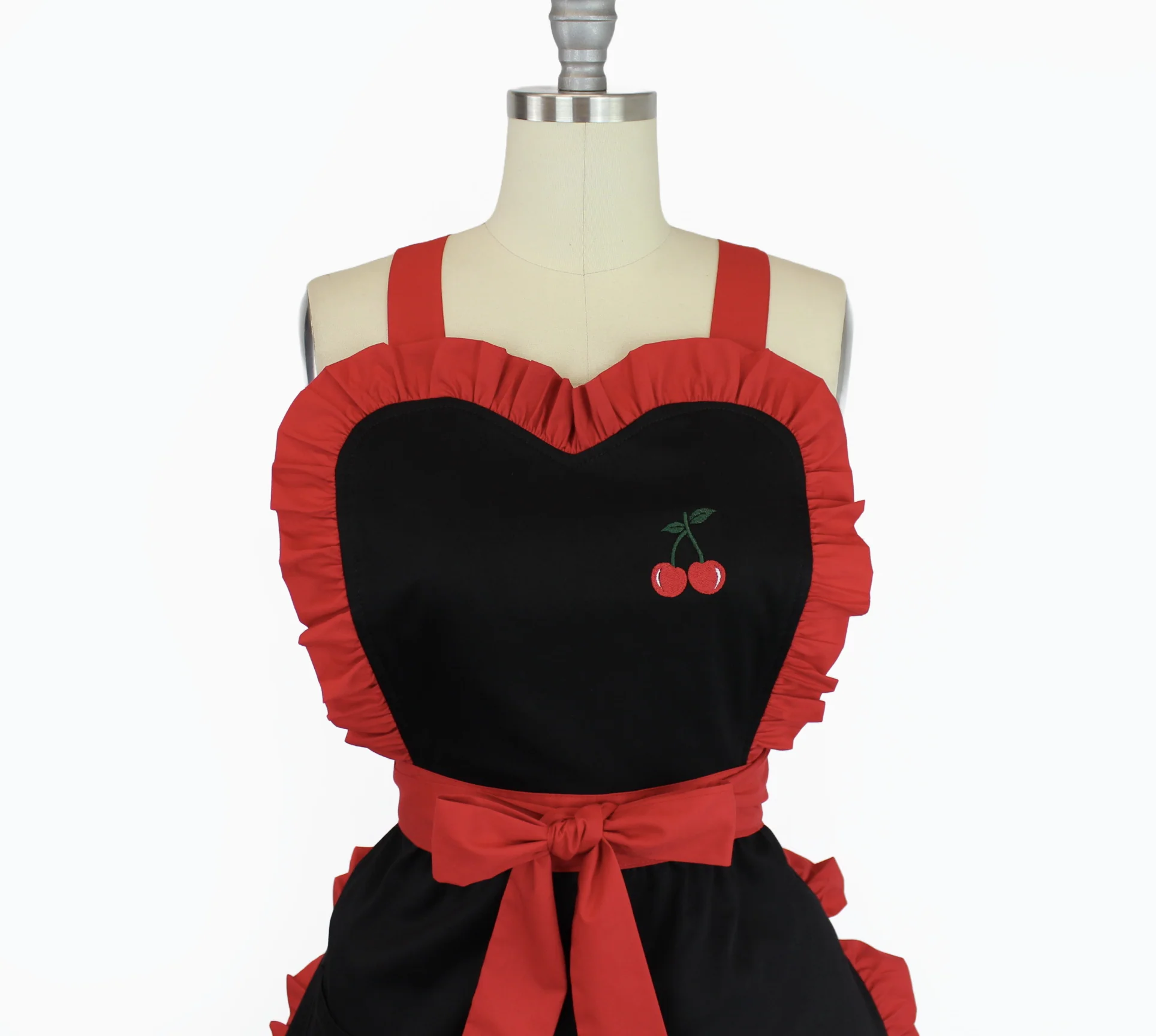 Retro Apron Vintage Inspired Embroidered Cherry Apron - Image 5