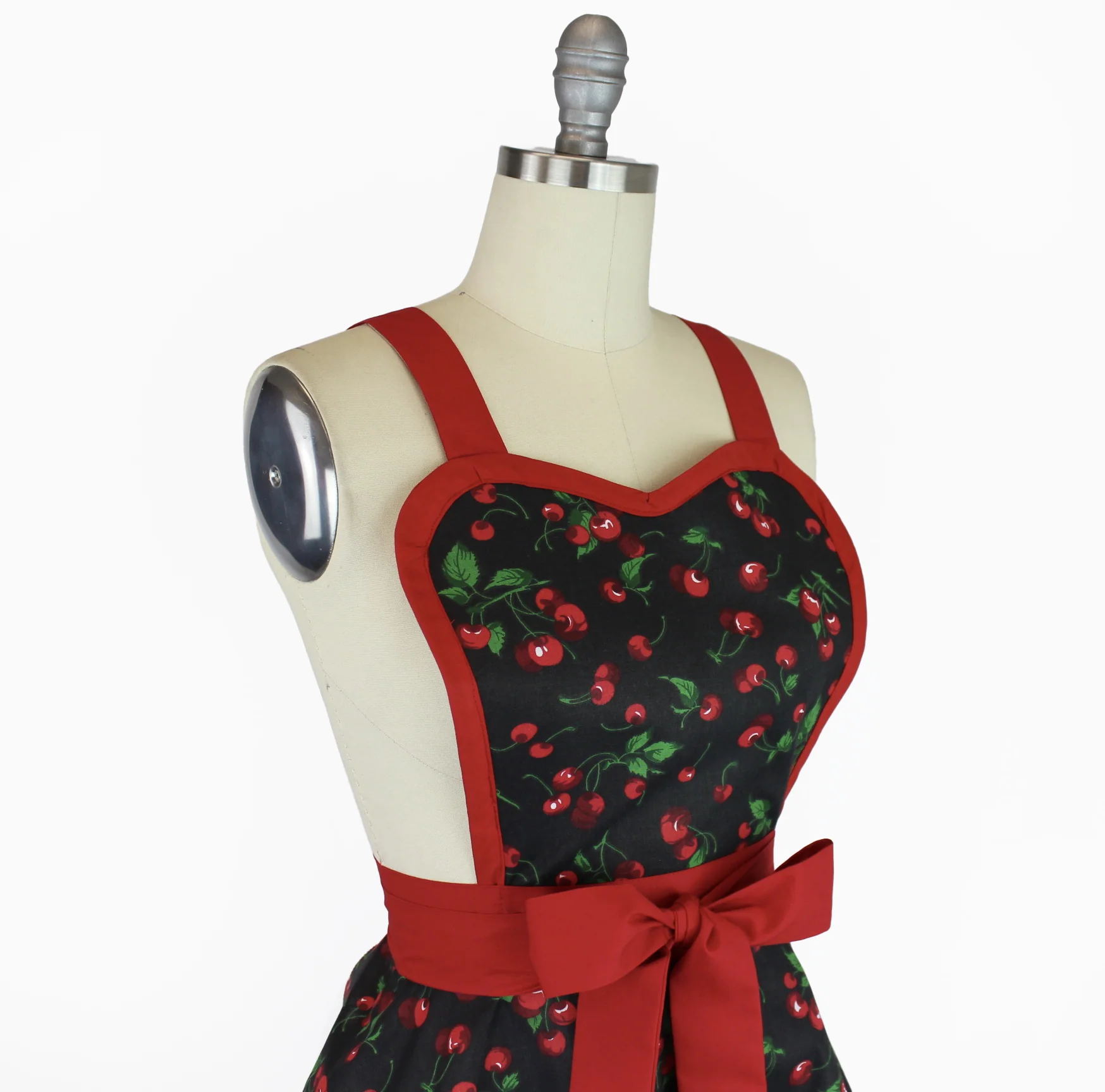 Retro Red Apron Vintage Inspired Cherry Pin Up Apron - Image 2