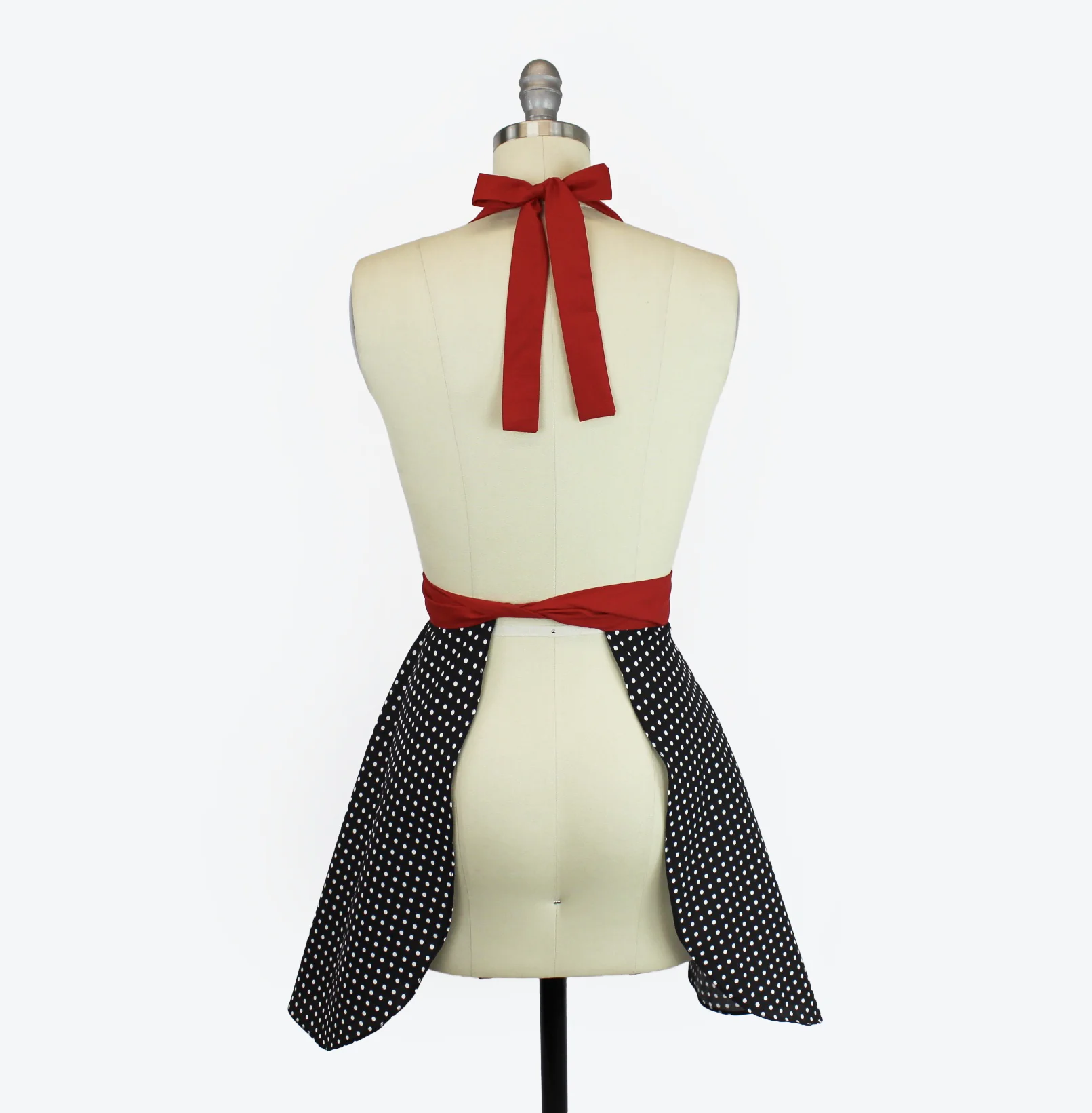 Retro Vintage Inspired Black And Red Polka Dots Pinup 1950s Apron - Image 6